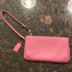 Pink leather Coach wristlet